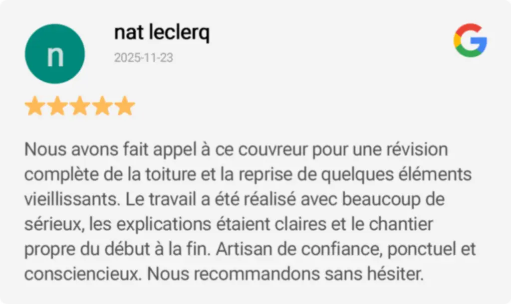 Avis clients Nord Solutions Toiture